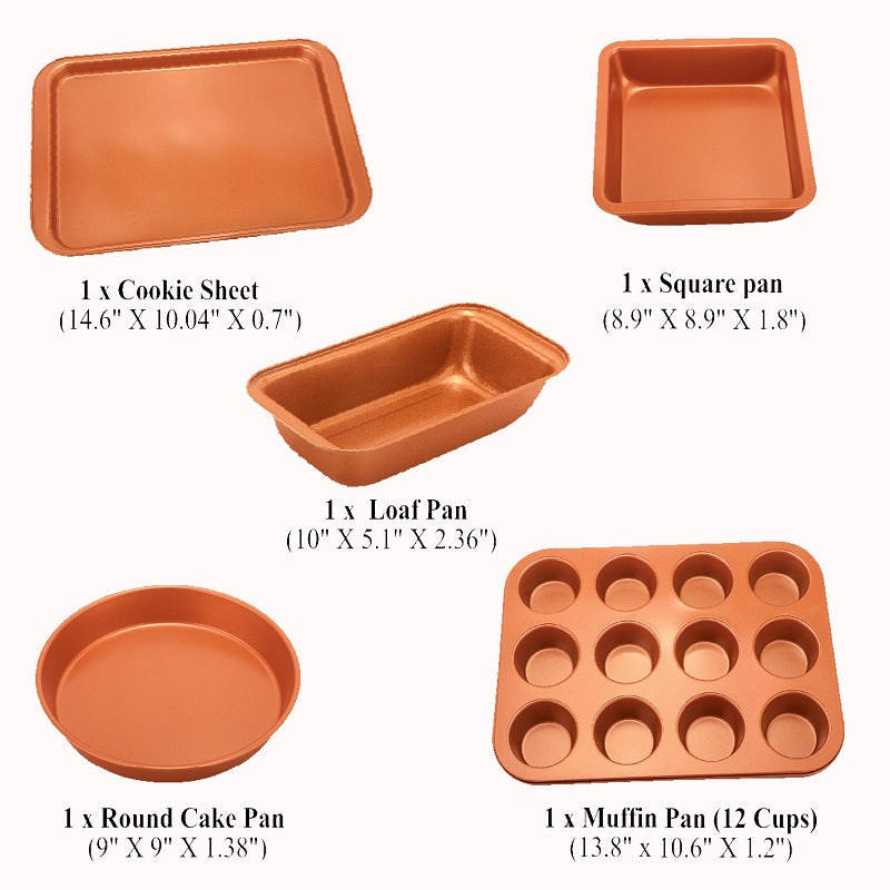 5 Pcs Baking Pans Nonstick - Bakeware Set