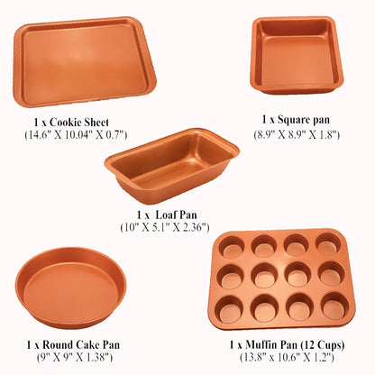 5 Pcs Baking Pans Nonstick - Bakeware Set