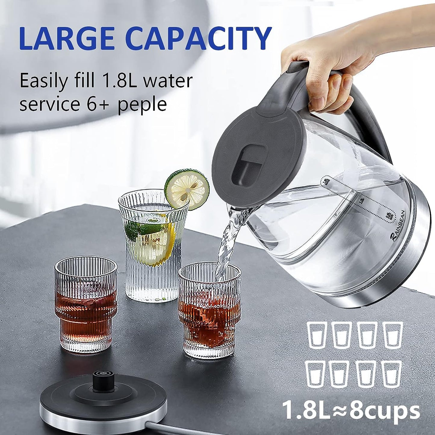 Electric Kettle Water Boiler 1.8 L _ Auto Shut_Off And Easy To Dry