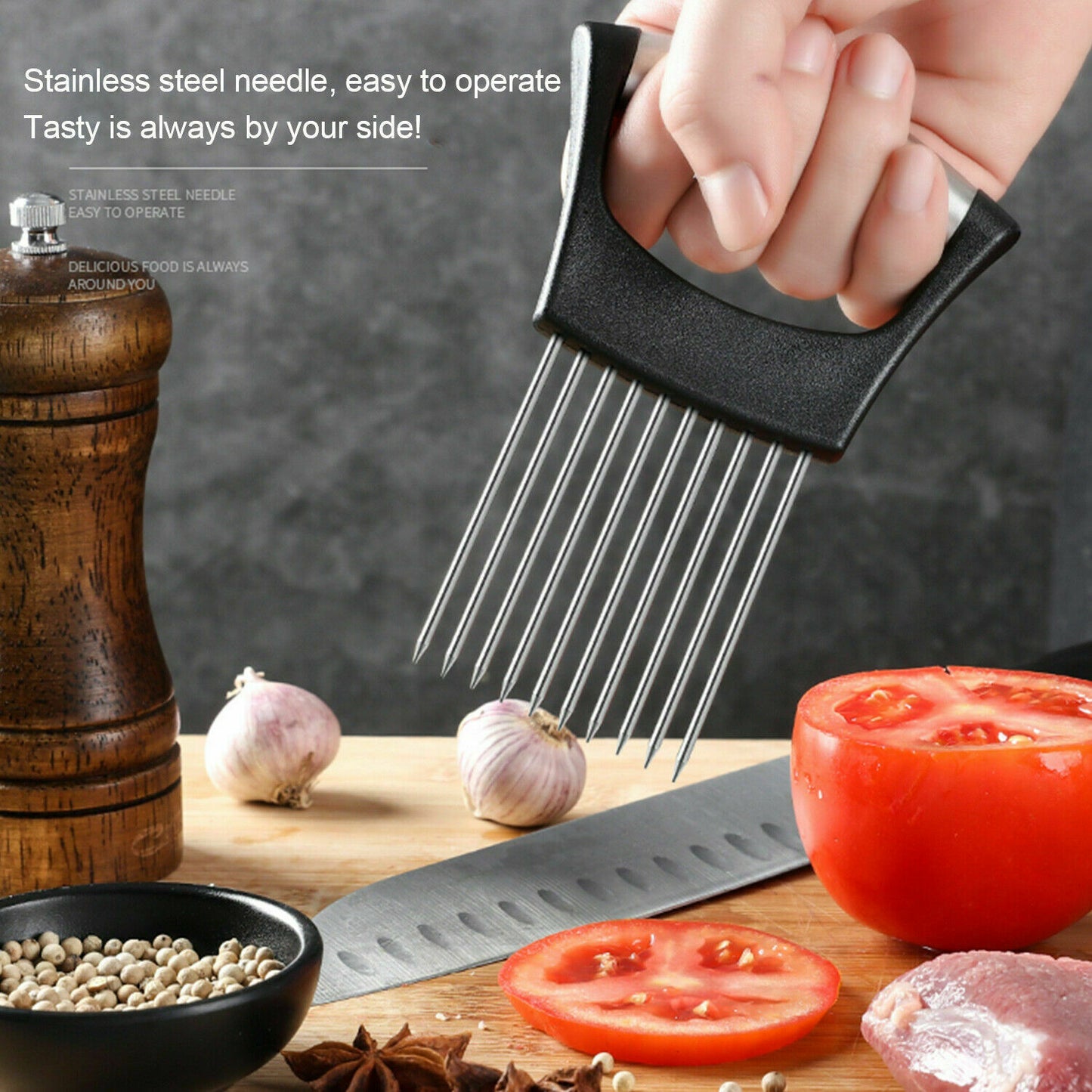 Food Slice Assistant - Stainless Steel Cutter NonSlip