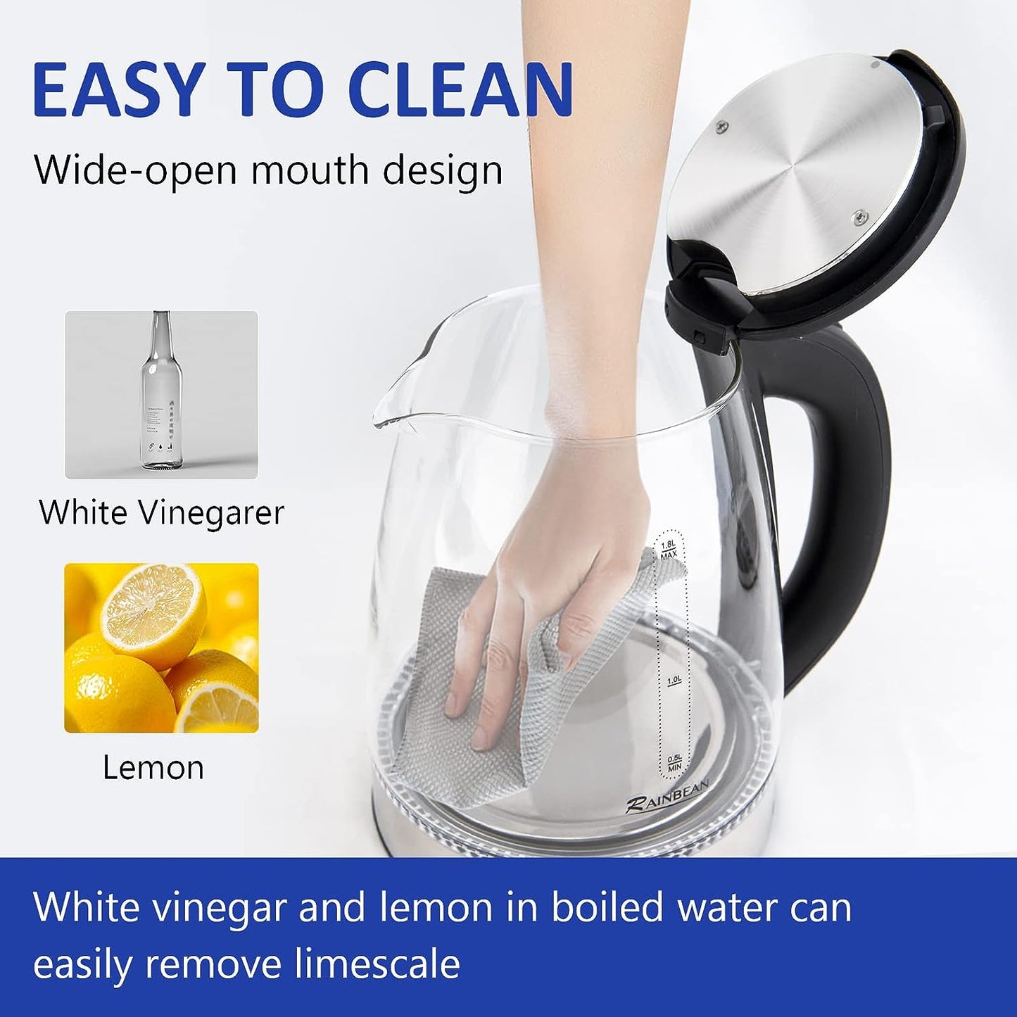 Electric Kettle Water Boiler 1.8 L _ Auto Shut_Off And Easy To Dry